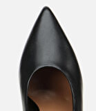 Kadın Deri Siyah Bilekten Bağlamalı Gold Detaylı Yüksek Topuklu Stiletto