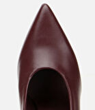 Kadın Deri Bordo Bilekten Bağlamalı Gold Detaylı Yüksek Topuklu Stiletto