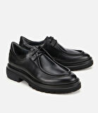 Erkek Deri Siyah Yumuşak Dokulu Bağcıklı Yüksek Tabanlı Klasik Ayakkabı