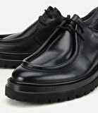 Erkek Deri Siyah Yumuşak Dokulu Bağcıklı Yüksek Tabanlı Klasik Ayakkabı