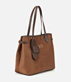 Kadın Süet Taba Aksesuarlı Omuz Çantası