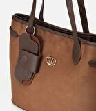 Kadın Süet Taba Aksesuarlı Omuz Çantası