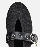 Kadın Siyah Örgü Detaylı Mary Jane Kemerli Babet