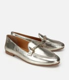 Kadın Deri Gold Metalik Klasik Loafer