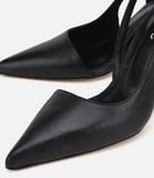 Kadın Deri Siyah Sivri Burunlu İnce Topuklu Stiletto