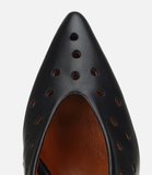 Kadın Deri Siyah Delikli Arkası Açık Kısa Topuklu Stiletto
