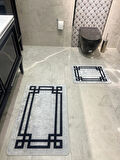 Lateks Taban Saçaksız (60X100 - 60X50) Ikili Banyo Paspas Takımı -gri