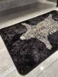 2'li Leopar Desen 60x100 - 60x50 Banyo Paspası - Siyah