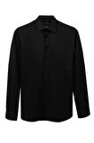 Erkek Standart Yaka Slim Fit Cepsiz Düz Gömlek