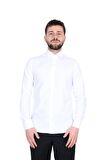 Cengiz İnler Standart Yaka Cepsiz Filafil Doku Slim Fit Erkek Gömlek