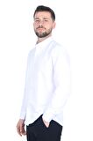 Cengiz İnler Yaka Düğmeli Pamuk Saten Slim Fit Düz Erkek Gömlek
