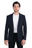 Cengiz İnler Kendinden Desenli Dikişli Kırlangıç Yaka Torba Cepli Slim Fit Erkek Ceket