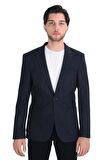 Cengiz İnler Kendinden Desenli Dikişli Kırlangıç Yaka Torba Cepli Slim Fit Erkek Ceket