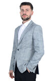 Cengiz İnler Kırlangıç Yaka Çift Düğme Ekose Slim Fit Erkek Ceket