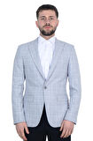 Cengiz İnler Kırlangıç Yaka Çift Düğme Çizgili Ekose Slim Fit Erkek Ceket