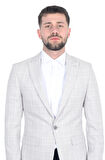 Cengiz İnler Kırlangıç Yaka Çift Düğme Çizgili Ekose Slim Fit Erkek Ceket
