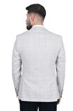 Cengiz İnler Kırlangıç Yaka Çift Düğme Çizgili Ekose Slim Fit Erkek Ceket