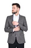 Cengiz İnler Armür Desenli Kırlangıç Yaka Slim Erkek Ceket