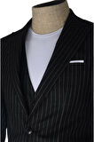 Cengiz İnler Slim Çizgili Yelekli  Erkek Takım Elbise