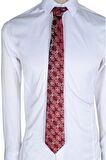 Cengiz İnler Geometrik Desenli Mendilli Mikrofiber Erkek Kravat