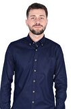 Cengiz İnler Gabardin Yıkamalı Yaka Düğmeli Slimfit Erkek Gömlek