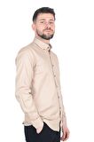 Cengiz İnler Gabardin Yıkamalı Yaka Düğmeli Slimfit Erkek Gömlek