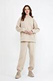 Kadın Beli Ve Paçası Lastikli Üç İplik Polarlı Oversize Eşofman Takımı
