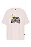 Kadın Mom Needs Coffee Baskılı Oversize Tişört