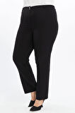 Apsen Kadın Siyah Yüksek Bel Geniş Paça Beli Lastikli Dokuma Kumaş Pantolon 369-103 