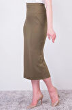 Apsen Kadın 2051/95 Haki Dokuma Kumaş Kalem Etek
