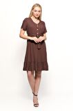 Kadın Önden Düğme Detaylı Yazlık Midi Elbise 4437/105
