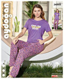 Aydoğan Kadın Mor Viskon Kısa Kollu Pijama Takımı 240955