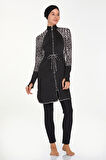 Likralı Tam Kapalı Tesettür Mayo Pavlına 4541 Siyah | M