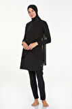 Likralı Tam Kapalı Tesettür Mayo Elıs 4556 Siyah | XL
