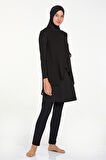 Likralı Tam Kapalı Tesettür Mayo Elıs 4556 Siyah | S