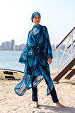 Remsa Tesettür Mayo Üzerine Tek Kaftan Kimono Pareo RP009 Tropikal | 1