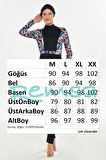Likralı Tam Kapalı Tesettür Mayo Desen Detaylı 3117 Siyah | XL
