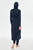 Tam Boy Likralı Tam Kapalı Uzun Tesettür Mayo 3133 Koyu Lacivert04 | XL