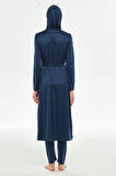 Tam Boy Likralı Tam Kapalı Uzun Tesettür Mayo 3133 Açık Lacivert03 | XL