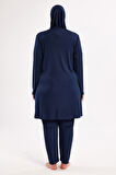 Büyük Beden Likralı Tam Kapalı Tesettür Mayo 3801 Koyu Lacivert | 4XL