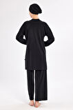 Likralı Bol Paça Tam Kapalı Tesettür Mayo 1117 Siyah01 | S