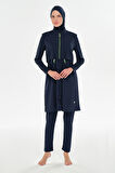 Büyük Beden Tam Kapalı Tesettür Mayo 3314 Lacivert | 4XL