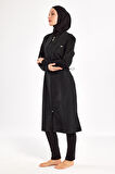 UV Korumalı Büyük Beden Uzun Tam Boy Tam Kapalı Tesettür Mayo 1302 Siyah08 | 6XL