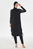 Uzun Tam Boy Tam Kapalı Tesettür Mayo 2116 Siyah | S