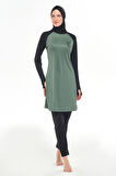 Reglan Kol Likralı Tam Kapalı Tesettür Mayo 3131 Çam Yeşili | M