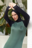 Reglan Kol Likralı Tam Kapalı Tesettür Mayo 3131 Çam Yeşili | L