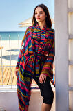 Remsa Tesettür Mayo Üzerine Tek Kaftan Kimono Pareo Siyah03 RP022 Puket | 2