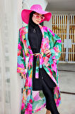 Remsa Tesettür Mayo Üzerine Tek Kaftan Kimono Pareo Pembe01 RP033 Ayşe | 1
