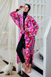 Remsa Tesettür Mayo Üzerine Tek Kaftan Kimono Pareo Pembe03 RP024 Renkpare | 1
