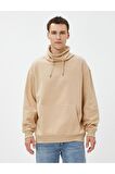 Oversize Sweatshirt Şal Yaka Kanguru Cepli Bağcıklı Şardonlu